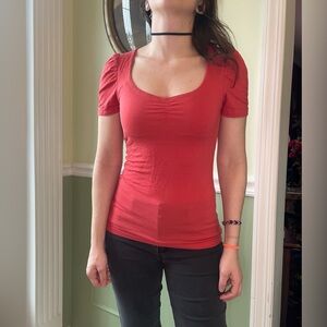 ⛔️SOLD⛔️American Rag orange coral ruched top